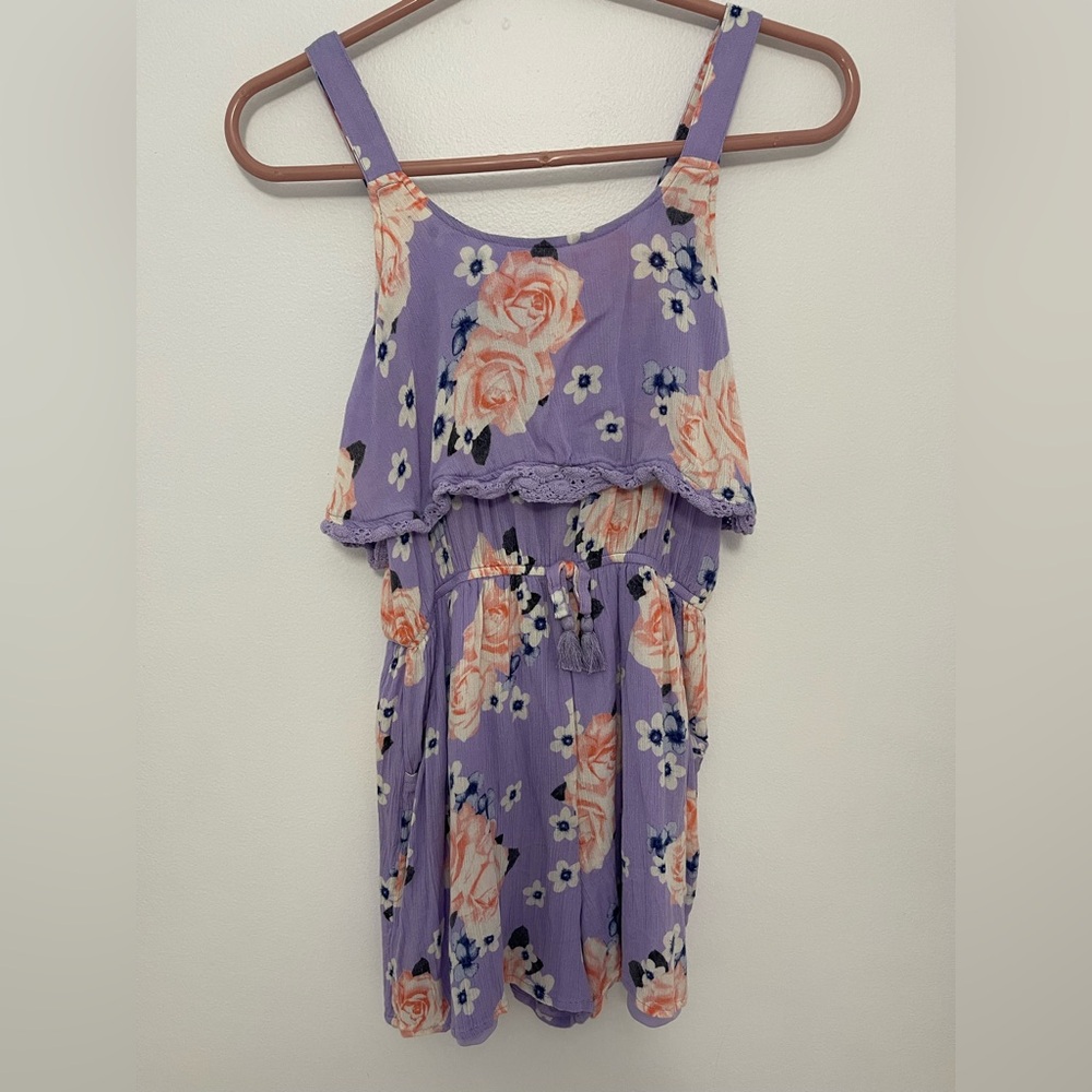 Justice Store Girls Size 12 Purple Flowered Romper